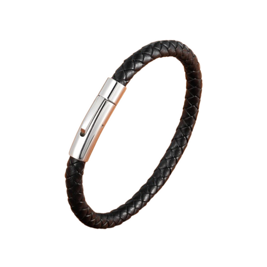 Bracelet en Cuir pour Homme avec Bouton en Acier Inoxydable