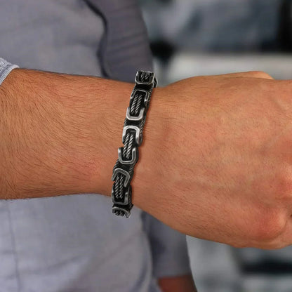 Bracelet Homme à Maillons Tressés en Acier Inoxydable