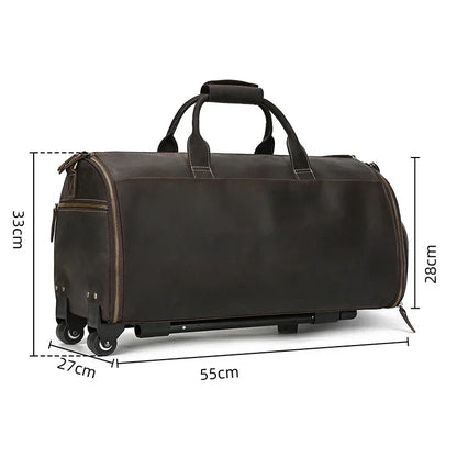 Sac de Voyage Costume en Cuir avec Roulettes