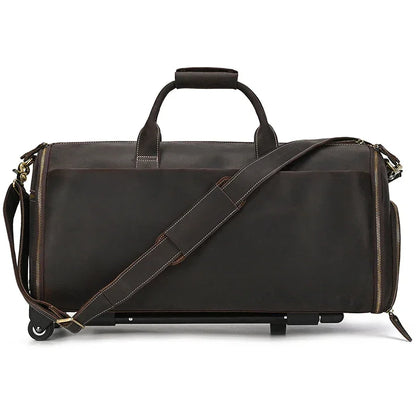 Sac de Voyage Costume en Cuir avec Roulettes