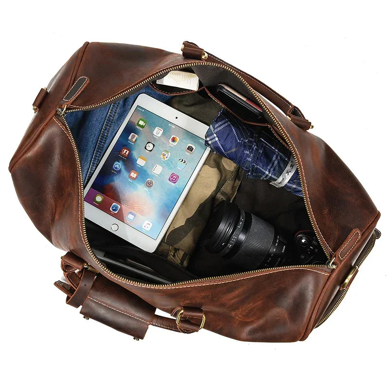 Sac de Voyage Homme en Cuir Marron