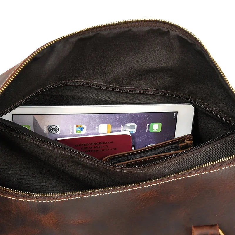 Sac de Voyage Homme en Cuir Marron