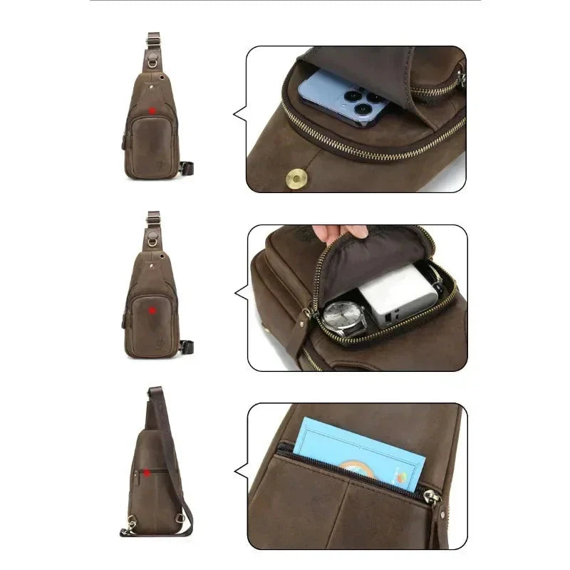 Sacoche Poitrine Cuir Homme Bandoulière