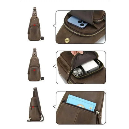 Sacoche Poitrine Cuir Homme Bandoulière